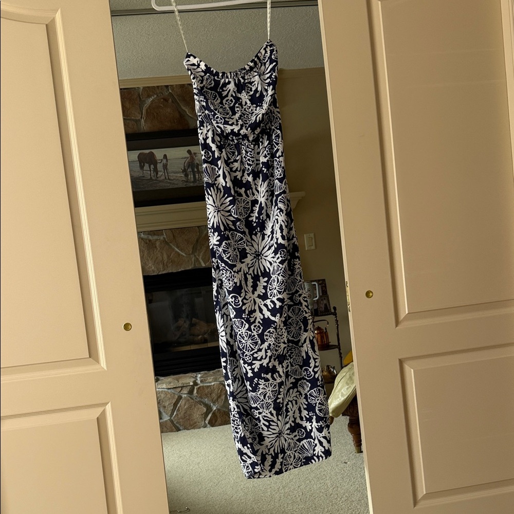 Lilly Pulitzer Navy and White Floral Maxi Dress